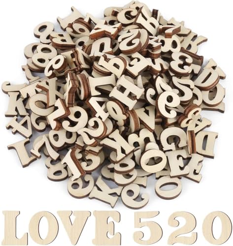 204 Stück Holzbuchstaben und Holzzahlen teiliges Set aus Holzbuchstaben und Holzzahlen, Buchstaben (A-Z) und Zahlen (0-9) aus Holz, Ideal für Dekoration, Frühkindliches Lernen und DIY-Bastelprojekte von Fanxaolnes