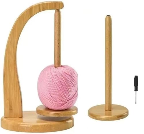 Fanxinzttc Wollabwickler mit einer Ersatzspindel, Wollhaspel Rotierender Magnetischer Wollknäuelhalter, Yarn Winder Garnrollenhalter, Holz Wollhalter Wolle aufwickler für Häkel (Holzfarbe) von Fanxinzttc