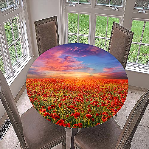 Runde Tischdecke Garten Abwaschbar, Fansushop 3D Landschaft Motiv Serie Polyester Fleckschutz Tischdecken Größe wählbar für Haushalt Gartentisch (romantisch,Durchmesser 110cm) von Fanxu