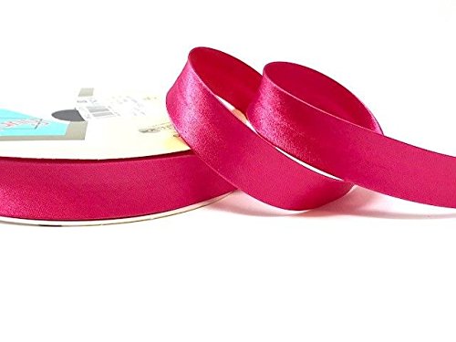 Fuchsia byetsa Satin Falte 18 mm Schrägband auf einer 25 m Rolle von Fany