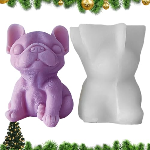 Fanysdsi 3D-Kerzenformen, Silikon-Hundeformen - Antihaftbeschichtete Bulldoggen-Silikonformen,Mehrzweck-Kerzenform, niedliche Gießform für Epoxidharz, Kuchen, Pralinen, Süßigkeiten von Fanysdsi