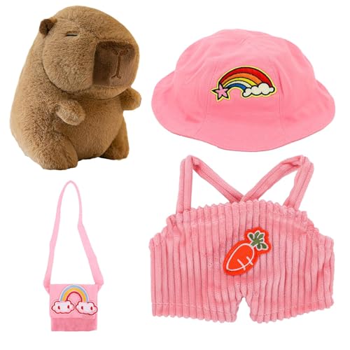 Fanysdsi Capybara Plüschtier - 25cm Dress Up Capybara Plushies Puppe, Süße Capybara Plüschfigur Stofftiere mit Anzieh Kleidung, Capybara Kissen Geschenk für Feiertage, Geburtstage, Mädchen und Jungens von Fanysdsi