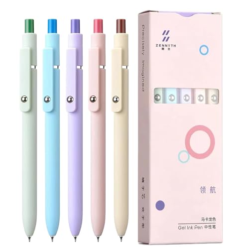 Fanysdsi Gelschreiber mit Retractable - 5 Stück 0,5 mm Schnelltrocknende Schwarze Tintenstifte, Feine Spitze Glatter Schreibstift, Soft Touch Rollerball Kugelschreiber für Schul Heims und Bürobedarf von Fanysdsi