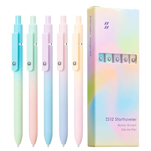 Fanysdsi Gelschreiber mit Retractable - 5 Stück 0,5 mm Schnelltrocknende Schwarze Tintenstifte, Feine Spitze Glatter Schreibstift, Soft Touch Rollerball Kugelschreiber für Schul Heims und Bürobedarf von Fanysdsi