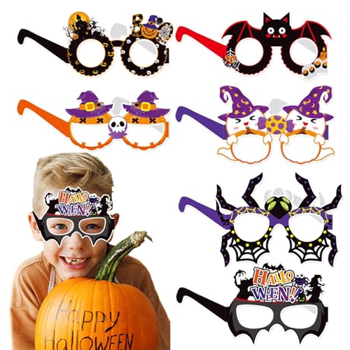 Fanysdsi Halloween-Fotobrillen,Halloween-Brillen für Kinder,6X Partyzubehör Gläser - Brillen-Foto-Requisiten, Halloween-Cosplay-Zubehör, Party-Geschenk-Brillen für Kinder, Kostüm-Accessoires von Fanysdsi