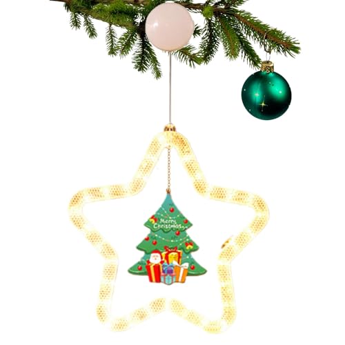 Fanysdsi Leuchtende Stern-Ornamente,Beleuchtete Stern-Baum-Ornamente - Weihnachtsbeleuchtung mit Saugnapf - Weihnachts-Fenster-Stern-Silhouette, LED-mit Saugnapf, batteriebetrieben, für Hochzeiten, von Fanysdsi