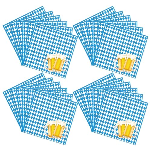 Fanysdsi Oktoberfest-Dekorationsset, Oktoberfest-Sammelzubehör - 20-teiliges Geschirrdekorationsset zum Sammeln,Designzubehör mit blau-weißer Flagge und Karomuster für 20 Gäste von Fanysdsi