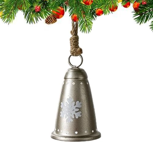 Fanysdsi Rustikale Weihnachtsglocken, Weihnachtsglocken aus Metall - Antike Glücksglocken - Eisen-Metallglocken-Ornamente, hörbare Glocken mit Juteseil für Weihnachtsbaum, Weihnachtsglockengirlande von Fanysdsi