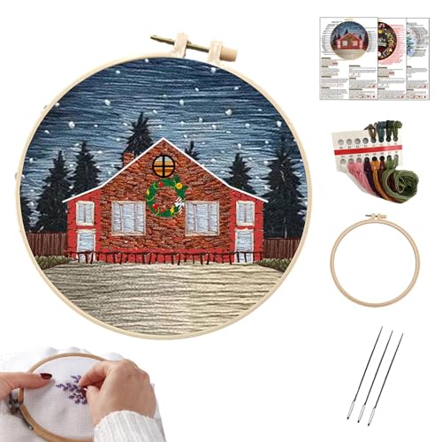 Fanysdsi Stickerei-Ornament-Set, Weihnachts-Sticksets für Erwachsene,Weihnachtsschmuck Weihnachtshandwerk Handstickerei | Stickset mit Muster für Thanksgiving-Partys, Anfänger von Fanysdsi