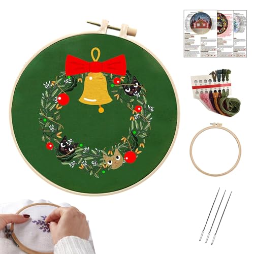 Fanysdsi Weihnachts-Stickset für Erwachsene,Weihnachts-Stickset - Weihnachtsschmuck Weihnachtshandwerk Handstickerei,Stickset mit Muster für Thanksgiving-Partys, Anfänger von Fanysdsi