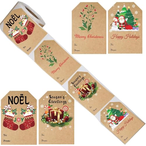 Fanysdsi Weihnachtsetiketten-Aufkleber, selbstklebend, dekorative Geschenkpapier-Namensetiketten, Weihnachtsetiketten Aufkleber selbstklebend, Selbstklebende Anhänger, Aufkleber, Weihnachtsetiketten, von Fanysdsi