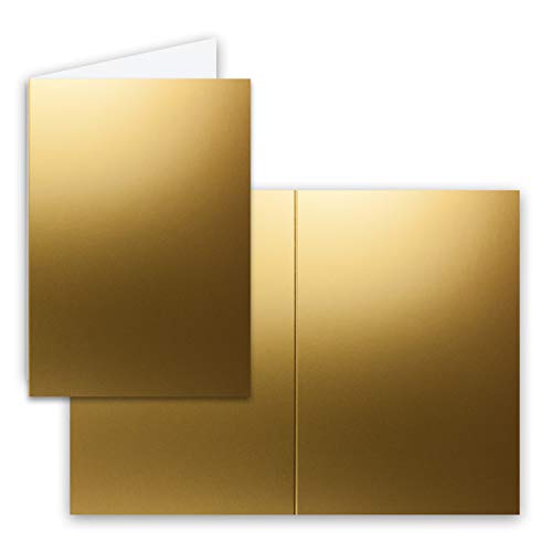 100x Falt-Karten DIN A6 in Gold Metallic - Blanko - Doppel-Karten - 250 g/m² von FarbenFroh by GUSTAV NEUSER