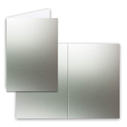 100x Falt-Karten DIN A6 in Silber Metallic - Blanko - Doppel-Karten - 250 g/m² von FarbenFroh by GUSTAV NEUSER