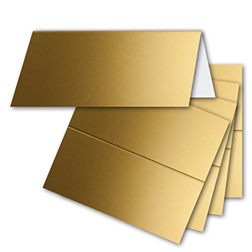 FarbenFroh by GUSTAV NEUSER 100x Tischkarten in Gold (Irisierend) - 4,5 x 10 cm - blanko - Doppel-Karten - als Platzkarten und Namenskarten für Hochzeit und Feste von FarbenFroh by GUSTAV NEUSER