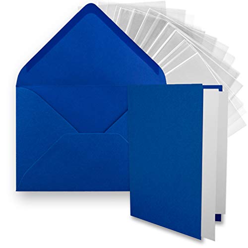 FarbenFroh by GUSTAV NEUSER 25x DIN B6 Faltkarten-Set - Royalblau (Blau) - 11,5 x 17 cm - Doppelkarten mit Umschlägen, Einlegepapier und Cellophanbeutel zum Basteln und Verkaufen von FarbenFroh by GUSTAV NEUSER