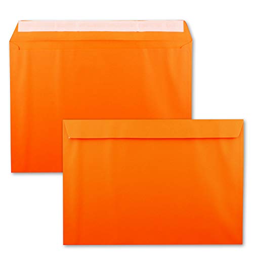 300x große XXL Briefumschläge DIN C4 in Orange - 22,9 x 32,4 cm - Haftklebung ohne Fenster - Versandtasche für DIN A4 geeignet von FarbenFroh by GUSTAV NEUSER