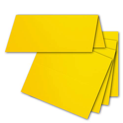 FarbenFroh by GUSTAV NEUSER 1000x Tischkarten in Honiggelb (Gelb) - 4,5 x 10 cm - blanko - Doppel-Karten - als Platzkarten und Namenskarten für Hochzeit und Feste von FarbenFroh by GUSTAV NEUSER