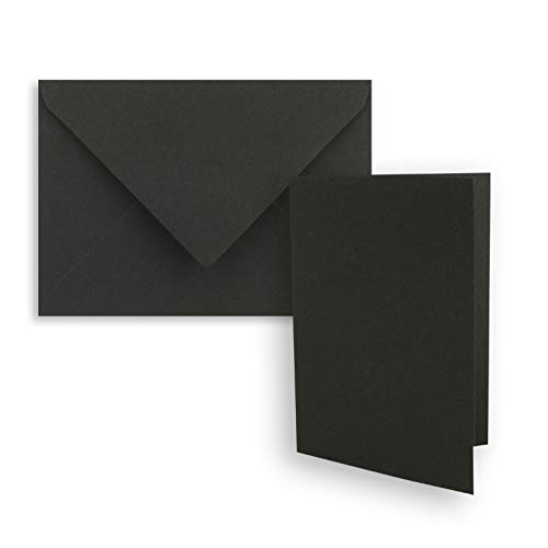 FarbenFroh by GUSTAV NEUSER 25x Faltkarten DIN A7-10,5 x 7,4 cm - mit Umschlägen DIN C7 in Kraftpapier Schwarz - Kleine Doppelkarten blanko zum Selbstgestalten und Bedrucken von FarbenFroh by GUSTAV NEUSER