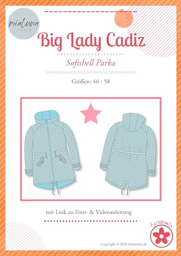 Farbenmix Big Lady Cadiz Schnittmuster (Papierschnittmuster für die Größen 46-58) Softshelljacke, Parka für große Größen selber nähen von Farbenmix