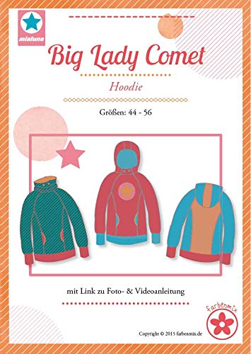 Farbenmix Big Lady Comet Schnittmuster (Papierschnittmuster in großen Größen 44-56) Damenhoodie von Farbenmix