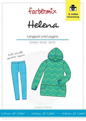 Farbenmix Helena Schnittmuster (Papierschnittmuster, Größen 34/36-50/52) Kuschelpulli und Leggins für Damen selber nähen von Farbenmix