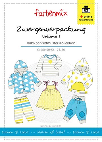 Farbenmix Zwergenverpackung Schnittmuster (Papierschnittmuster für die Größen 50/56-74/80), Babykollektion von Farbenmix