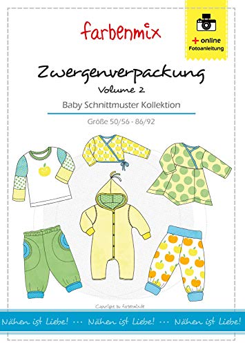 Farbenmix Zwergenverpackung Vol. II Schnittmuster (Papierschnittmuster für die Größen 50/56-86/92) Babykollektion von Farbenmix