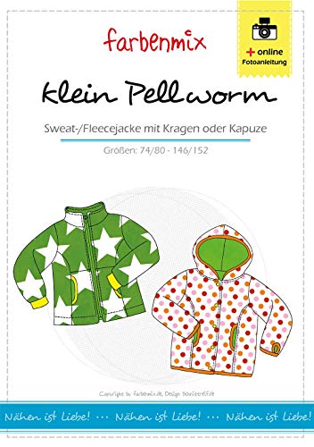 Farbenmix klein Pellworm Schnittmuster (Papierschnittmuster für die Größen 86/92-146/152), Fleecejacke von Farbenmix