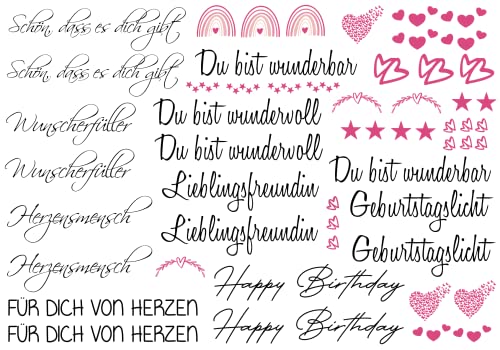 Kerzen Tattoofolie - Wasserschiebefolie - Sprüche zum Verschenken - für Kerzen/Keramik DIN A5 Kerzensticker Kerzentattoos Freundin Geburtstag (Pink) von Farbwuselei