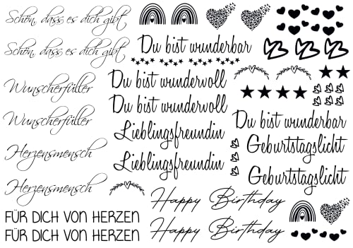 Kerzen Tattoofolie - Wasserschiebefolie - Sprüche zum Verschenken - für Kerzen/Keramik DIN A5 Kerzensticker Kerzentattoos Freundin Geburtstag (Schwarz) von Farbwuselei