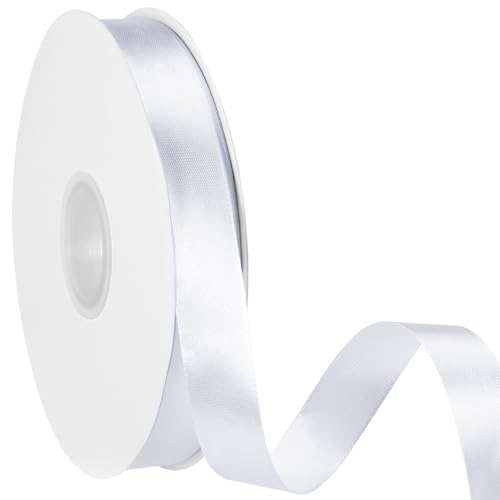 Farerkass 100m Schleifenband Weiss, 20mm Geschenkband, Stoffband für Kleid Hochzeit, Weiß Satinband Weiss Dekoband Stoffband für Geschenkverpackung Brautstrauß Basteln Geburtstag Hochzeit Taufe von Farerkass