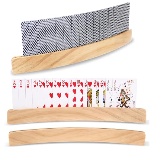 Farerkass 2 Stück Kartenhalter Kinder, 33cm Kartenhalter Spielkarten, Kartenhalter Spielkarten Holz, Spielkartenhalter, Freisprech Kartenständer, Hände Poker Halter für Kinder Senioren Erwachsen von Farerkass