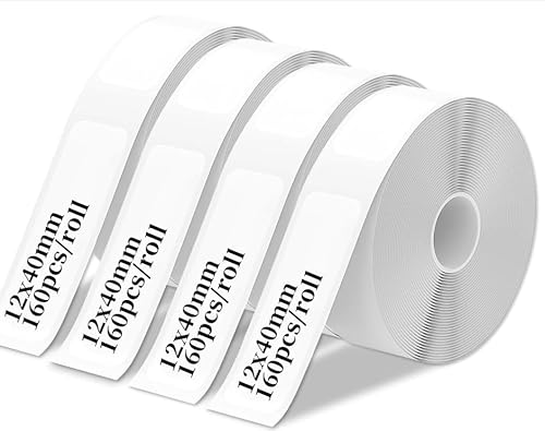 Farerkass Thermo-Etikettenband, 6 Rollen Etiketten Papier für Etikettendrucker, 12x40mm Etikettierpapier, Wasserfeste Thermoband Etiketten, für Büro Haus Schule von Farerkass