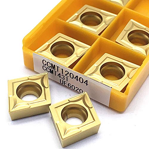 Farleshop 10pcs CCMT120404 VP15TF UE6020 US735 Karbid-Einsätze Cutter CNC-Drehmaschine Drehwerkzeuge for Metallwerkzeuginnen CCMT120404 Drehen (Größe : CCMT120404 UE6020) von Farleshop