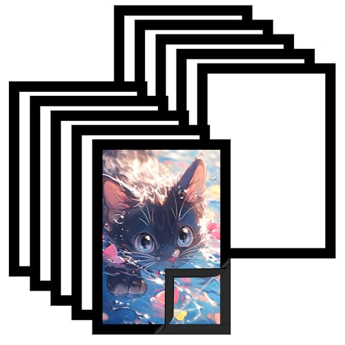 Farnirvana 10 Stück Magnetrahmen A4, Diamond Painting Bilderrahmen 29,7x 21 cm, Transparent Selbstklebend Magnetischer Plakatrahmen für Küche Schlafzimmer Wanddekoration (Schwarz) von Farnirvana