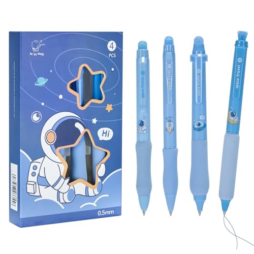 Farnirvana Radierbarer Kugelschreiber,4 Stück Blau Radiergummi Stift, 0.5mm Erasable Pen Set, einziehbare Tintenroller Radierbar, für Kinder Studenten Schule Bürobedarf (B) von Farnirvana