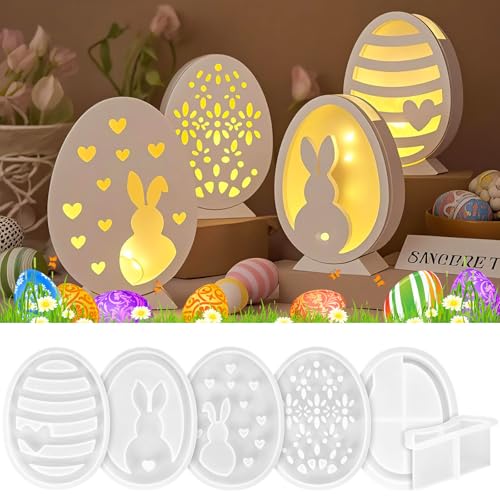 Silikonformen Gießformen Ostern, 6 Stück Silikonform Ostern Hase, Silikon Gießform Ostern 3D Kaninchen Giessformen Silikonform Frühling Silikonform Osterhase Eier für DIY Osterdeko, Handwerk von Farnirvana