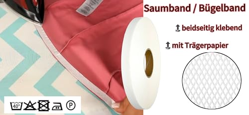 (ab 0,45€/M) Saumband Bügelband Saumfix Fixierband beidseitig in Weiß, 10 Meter Länger, 20 mm Breiter von Fashion-Sonderposten