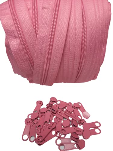 (ab 0,80€/M) Reissverschluss endlos 30 mm inkl. Zipper Nonlock versch.Farben NEU (2 Meter / 5 Zipper, Rosa) von Fashion-Sonderposten