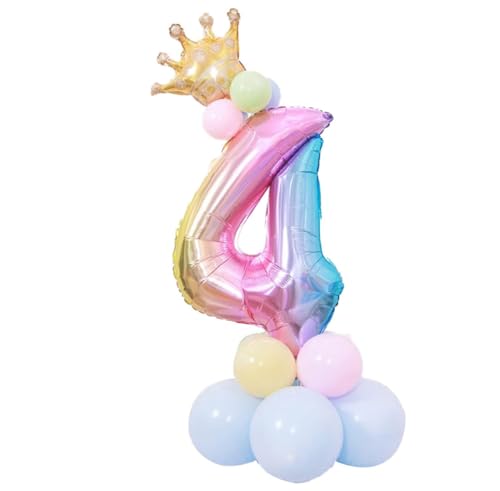 Geburtstag Luftballons, 115cm Riesen Ballon Zahl Krone Zahlenballon für Geburtstag Hochzeit Jubiläum Party Ballons (Pink, Number 4) von Fashion Sports Dude