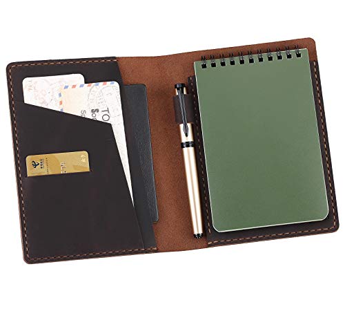 Fasjosma Leder-Schutzhülle, kompatibel mit Rite in the Rain & Rocketbook Mini-Notizbüchern, Spiralbindung, Lederbezug für 10,2 x 15,2 cm große Taschen-Notizblock mit Stifthalter, Kaffeebraun von Fasjosma