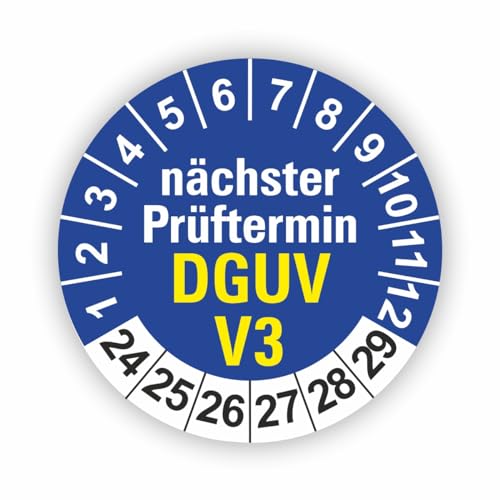 Fassbender-Druck PRÜFPLAKETTEN - Hochwertige Prüfetiketten DGUV V3 Prüfung Ø 30mm - Selbstklebende PVC-Folie - Wartungsetiketten für Prüfung - Prüfplakette für Prüfungsnachweis (10 Stück) von Fassbender-Druck PRÜFPLAKETTEN