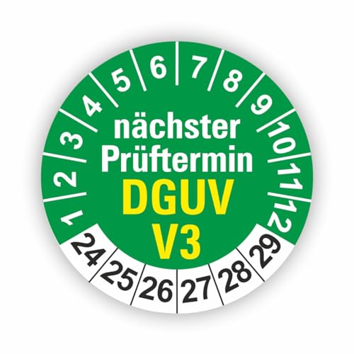 Fassbender-Druck PRÜFPLAKETTEN - Hochwertige Prüfetiketten DGUV V3 Prüfung Ø 40mm - Selbstklebende PVC-Folie - Wartungsetiketten für Prüfung - Prüfplakette für Prüfungsnachweis (1000 Stück) von Fassbender-Druck PRÜFPLAKETTEN