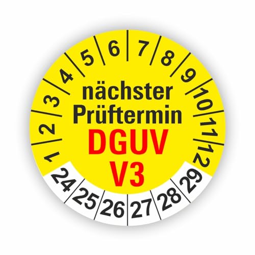 Fassbender-Druck PRÜFPLAKETTEN - Hochwertige Prüfetiketten DGUV V3 Prüfung Ø 20mm - Selbstklebende PVC-Folie - Wartungsetiketten für Prüfung - Prüfplakette für Prüfungsnachweis (10 Stück) von Fassbender-Druck PRÜFPLAKETTEN