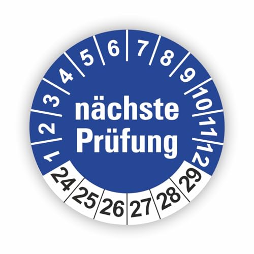 Fassbender-Druck PRÜFPLAKETTEN - Hochwertige Prüfetiketten NÄCHSTE PRÜFUNG Ø 30mm - Selbstklebende PVC-Folie - Wartungsetiketten für Prüfung - Prüfplakette für Prüfungsnachweis (1000 Stück) von Fassbender-Druck PRÜFPLAKETTEN