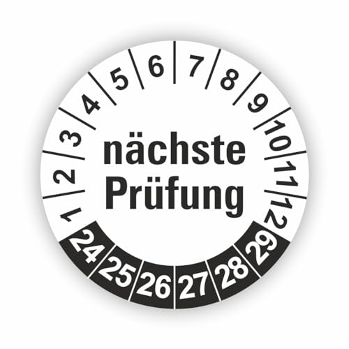 Fassbender-Druck PRÜFPLAKETTEN - Hochwertige Prüfetiketten NÄCHSTE PRÜFUNG Ø 30mm - Selbstklebende PVC-Folie - Wartungsetiketten für Prüfung - Prüfplakette für Prüfungsnachweis (1000 Stück) von Fassbender-Druck PRÜFPLAKETTEN