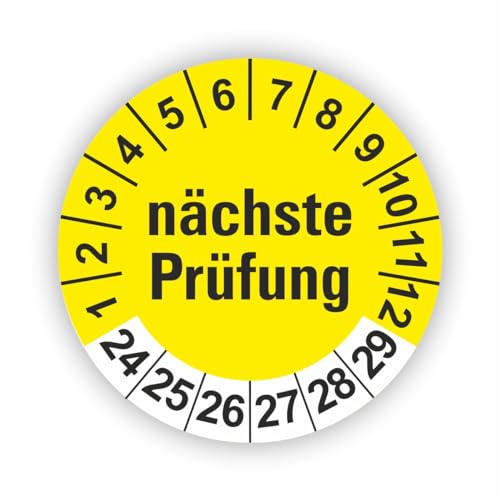 Fassbender-Druck PRÜFPLAKETTEN - Hochwertige Prüfetiketten NÄCHSTE PRÜFUNG Ø 30mm - Selbstklebende PVC-Folie - Wartungsetiketten für Prüfung - Prüfplakette für Prüfungsnachweis (60 Stück) von Fassbender-Druck PRÜFPLAKETTEN