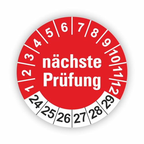 Fassbender-Druck PRÜFPLAKETTEN - Hochwertige Prüfetiketten NÄCHSTE PRÜFUNG Ø 30mm - Selbstklebende PVC-Folie - Wartungsetiketten für Prüfung - Prüfplakette für Prüfungsnachweis (60 Stück) von Fassbender-Druck PRÜFPLAKETTEN