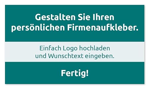 Firmen-Aufkleber mit Logo & Wunschtext selbst gestalten, 128 Stück, PVC-Folie, selbstklebend, wetterfest - Logo-Etiketten mit Firmeneindruck (Rechteckig Querformat 4 x 7 cm) von Fast-Label