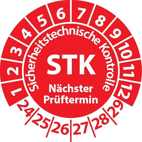 Prüfplakette STK Medizintechnik Sicherheitstechnische Kontrolle, Vinylfolie, Prüfaufkleber, Prüfetikett, Plakette (20 mm Ø, Rot, 500) von Fast-Label